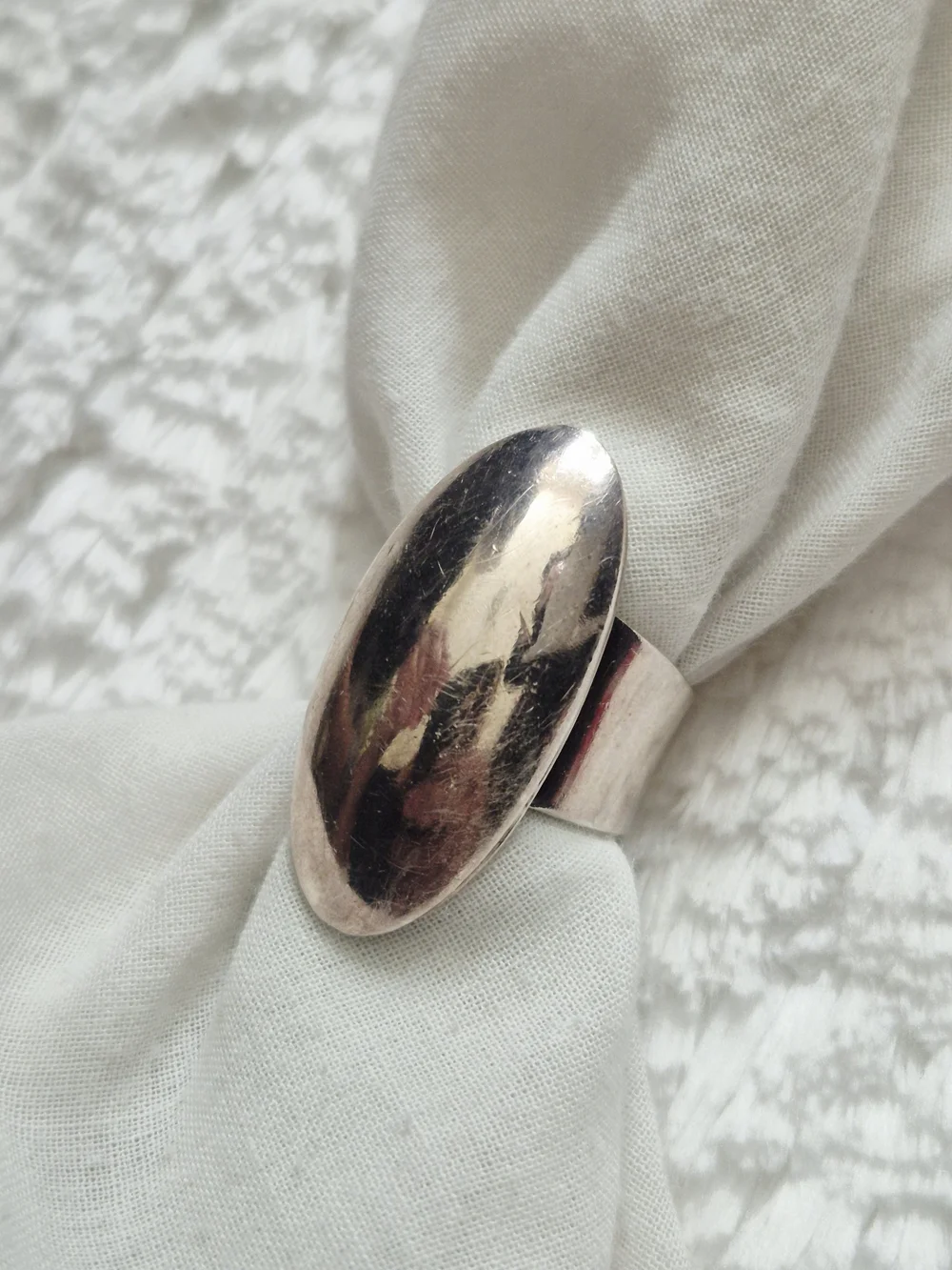 Vintage Navajo Sterling Silver Oval Dome Cocktail Ring